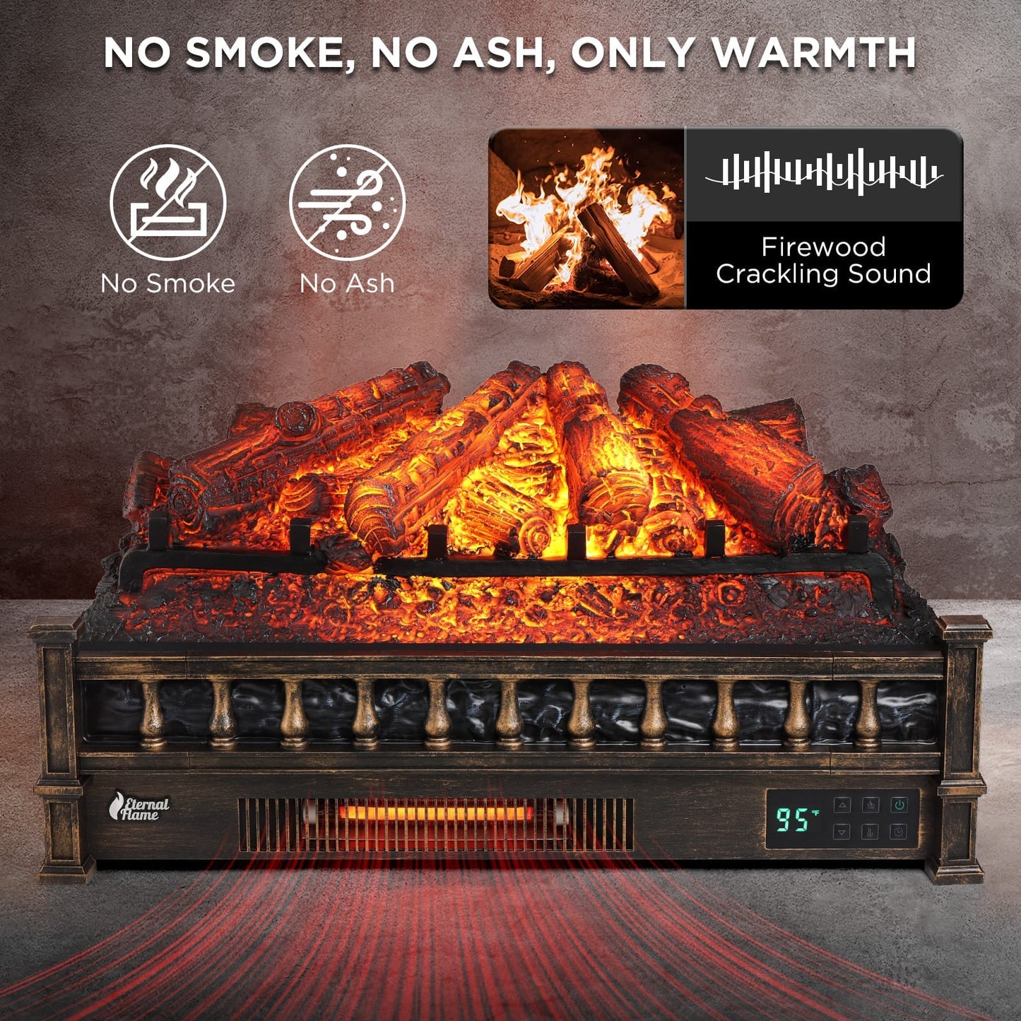 Eternal Flame EF26-PB Smart Electric Fireplace Logs, WiFi Enabled - Tampa Home & Garden Store
