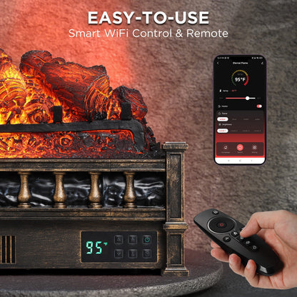 Eternal Flame EF26-PB Smart Electric Fireplace Logs, WiFi Enabled - Tampa Home & Garden Store