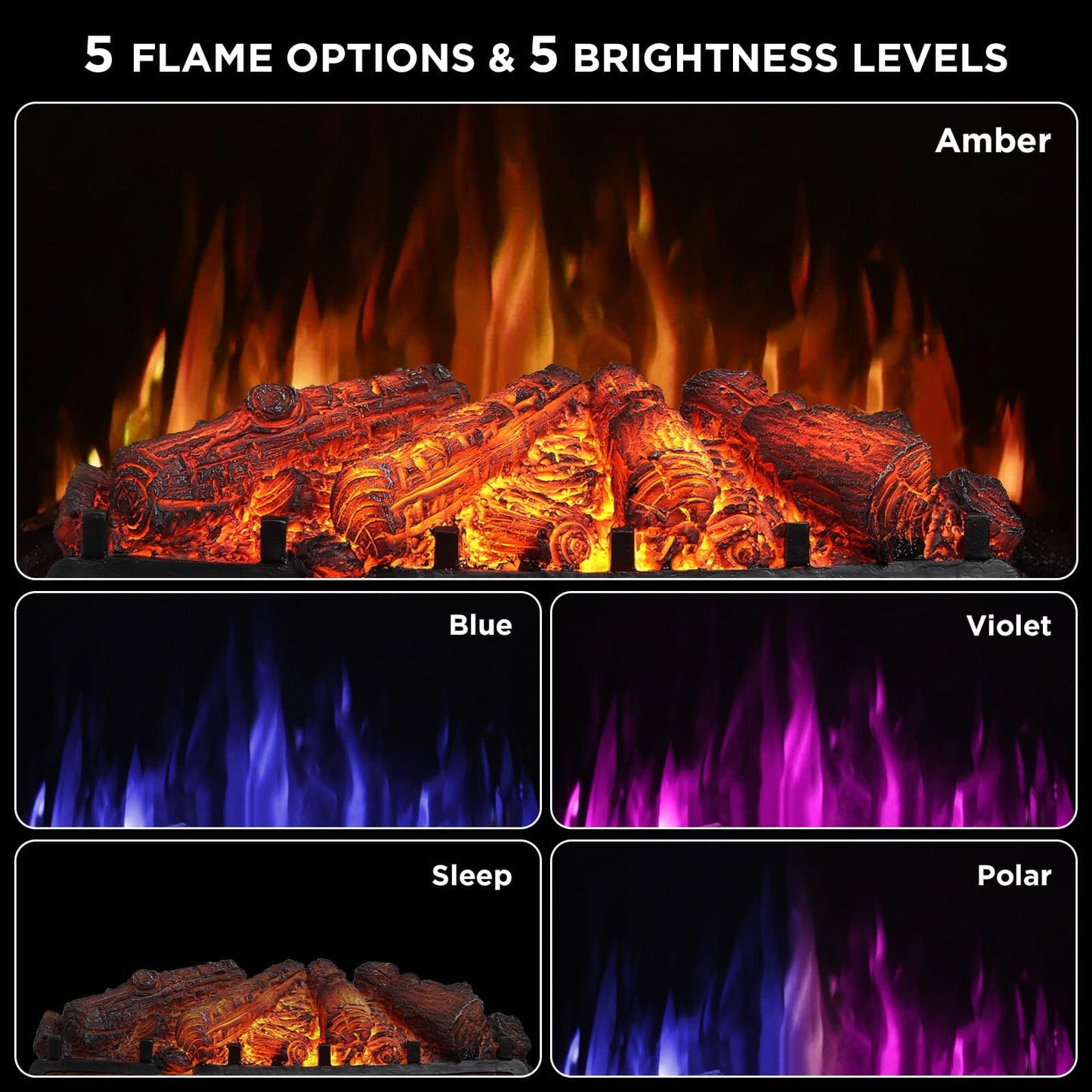 Eternal Flame EF26-PB Smart Electric Fireplace Logs, WiFi Enabled - Tampa Home & Garden Store