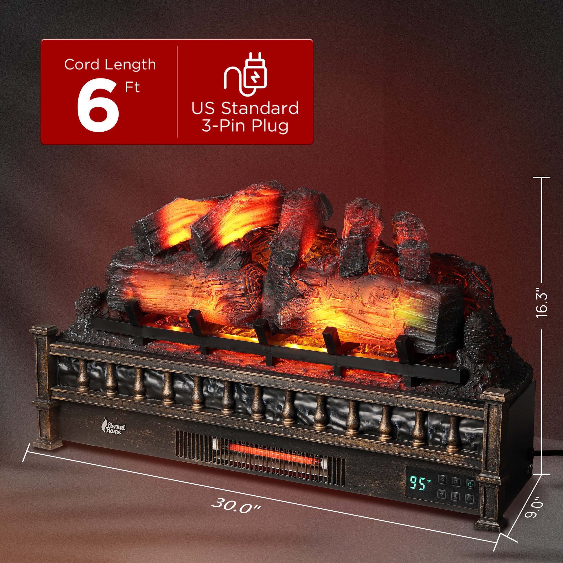 Eternal Flame EF30-PB Electric Fireplace Logs - Tampa Home & Garden Store