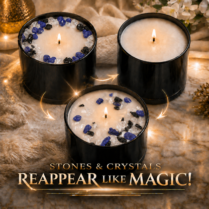 Sagittarius Zodiac Crystal Candle with Black Obsidian, Lapis Lazuli, and Crystal Quartz | Coconut-Soy Wax Candle, 9oz