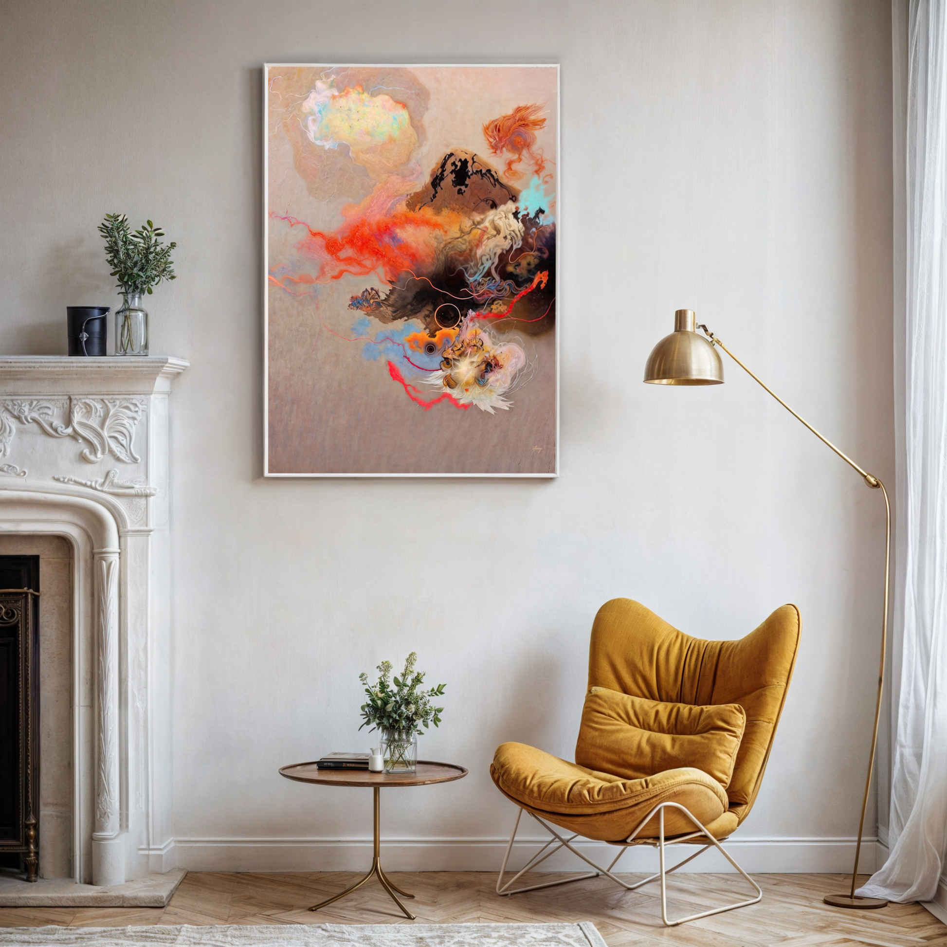 Canvas Print: Ethereal Unfolding with pastel swirls on beige canvas Tailored Canvases on Tampa Home & Garden Store