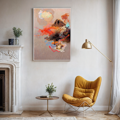 Canvas Print: Ethereal Unfolding with pastel swirls on beige canvas Tailored Canvases on Tampa Home & Garden Store