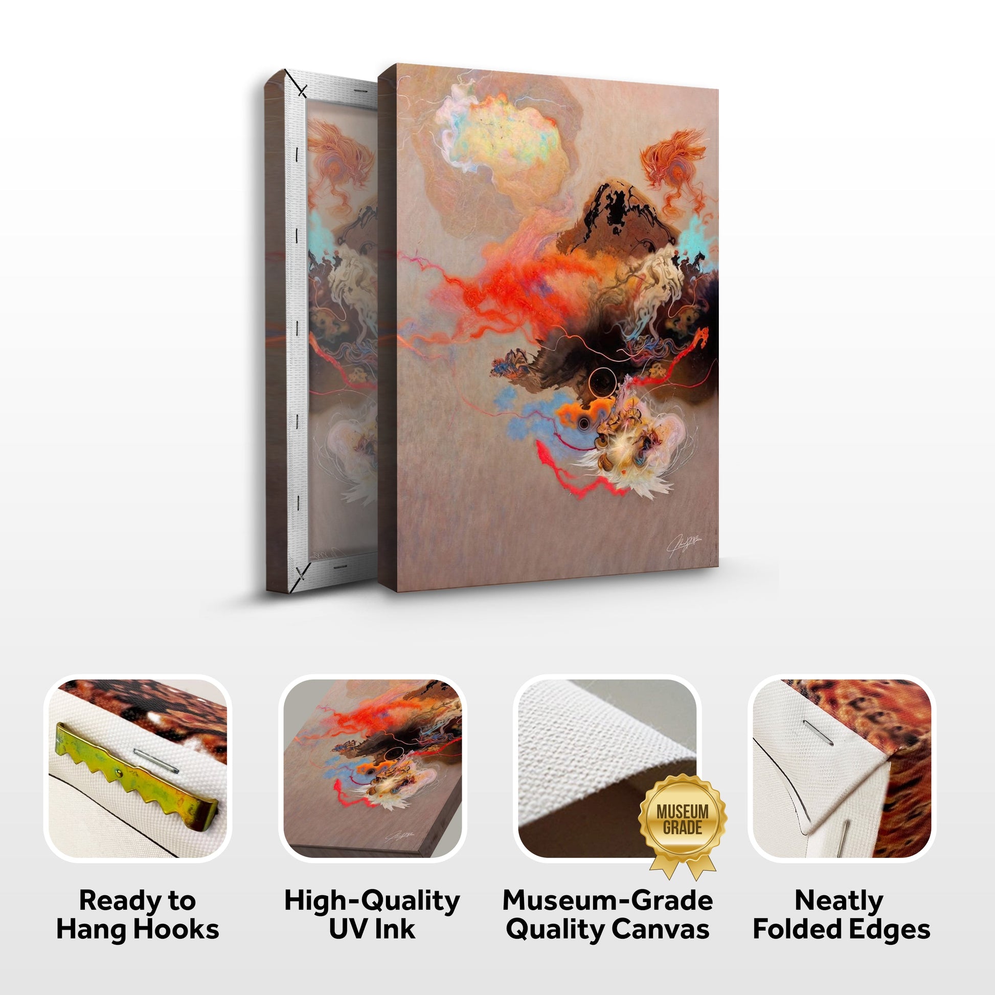 Canvas Print Ethereal Unfolding by Tailored Canvases; vibrant abstract colors on beige canvas on Tampa Home & Garden Store