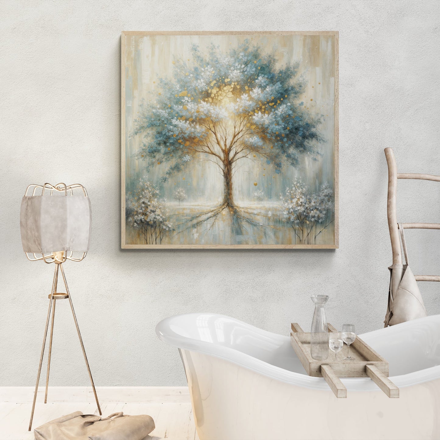Canvas Print Ethereal Arboretum by Tailored Canvases with blue and gold abstract tree on Tampa Home & Garden Store
