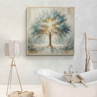 Canvas Print Ethereal Arboretum by Tailored Canvases with blue and gold abstract tree on Tampa Home & Garden Store