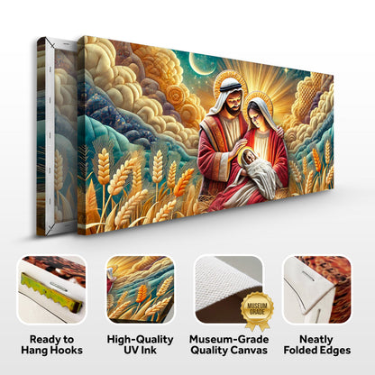 3D Faith Wall Art III canvas by Tailored Canvases, triptych Nativity in gold tones on Tampa Home & Garden Store