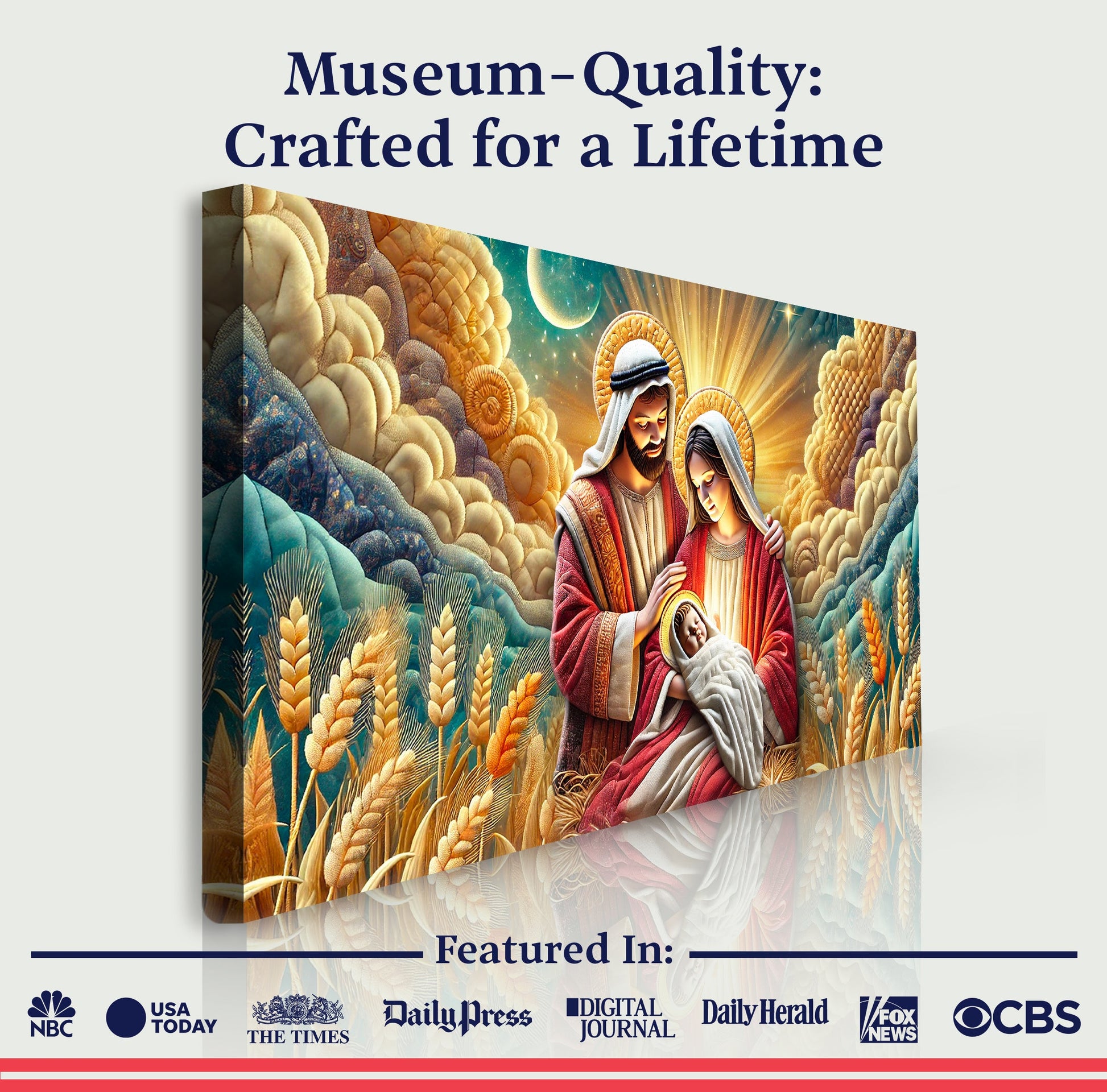 3D Faith Wall Art III canvas by Tailored Canvases with a warm golden Nativity scene on Tampa Home & Garden Store