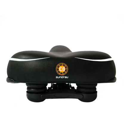EUNORAU C8 bicycle saddle black with white side stripes and orange C8 logo, branded EUNORAU on Tampa Home & Garden Store