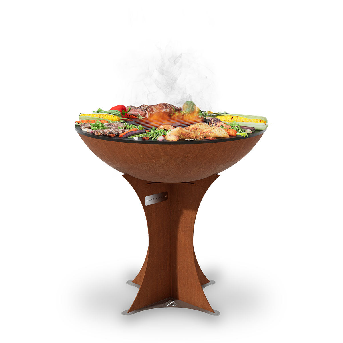 30" XL Arteflame Flat Top Charcoal Grill Griddle Combo | Euro Base