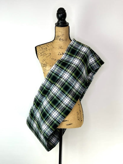Evergreen, Black, White, Dusty Blue and Yellow Tartan Plaid Flannel Infinity or Blanket Scarf - Tampa Home & Garden Store