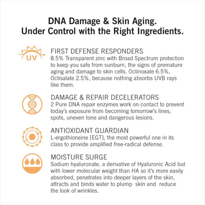 Neova Everyday Facial Fluid Broad Spectrum SPF 44 sunscreen with DNA damage and UV icons on Tampa Home & Garden Store