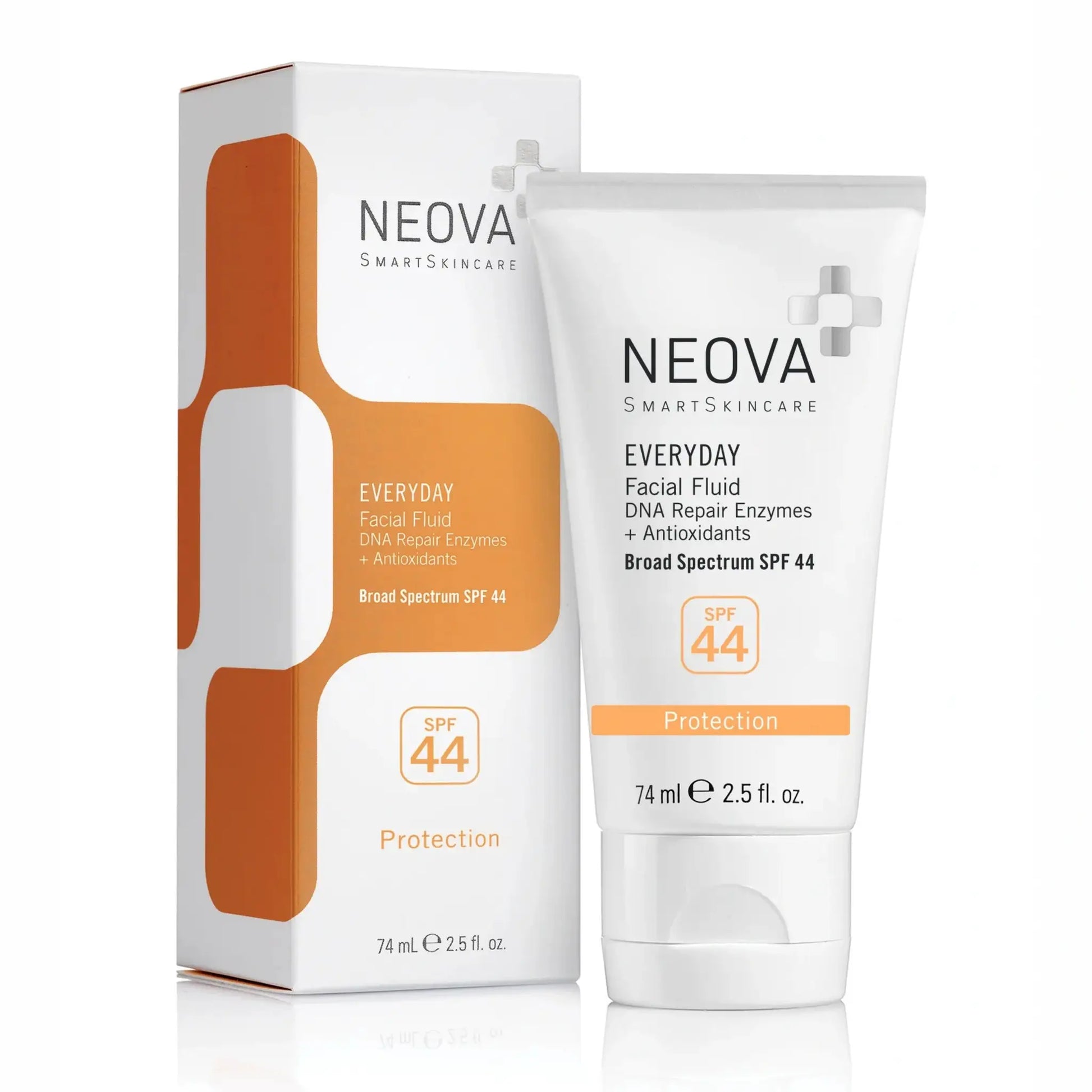 Neova Everyday Facial Fluid Broad Spectrum SPF 44 sunscreen tube with white packaging on Tampa Home & Garden Store