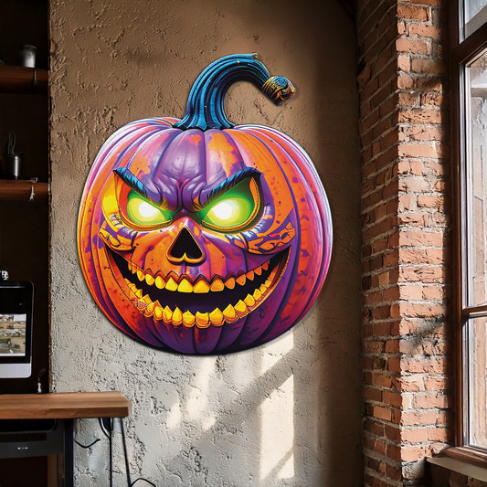 Evil Pumpkin Metal Wall Art – Spooky Halloween Decor-KAFUVM034 - Tampa Home & Garden Store
