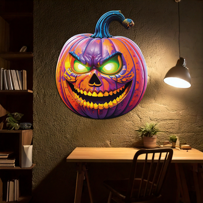 Evil Pumpkin Metal Wall Art – Spooky Halloween Decor-KAFUVM034 - Tampa Home & Garden Store