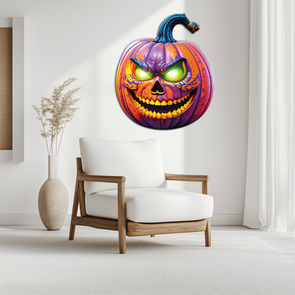 Evil Pumpkin Metal Wall Art – Spooky Halloween Decor-KAFUVM034 - Tampa Home & Garden Store