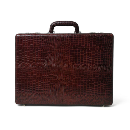 Executive Croco Leather Briefcase/Suitcase- Brown - Tampa Home & Garden Store