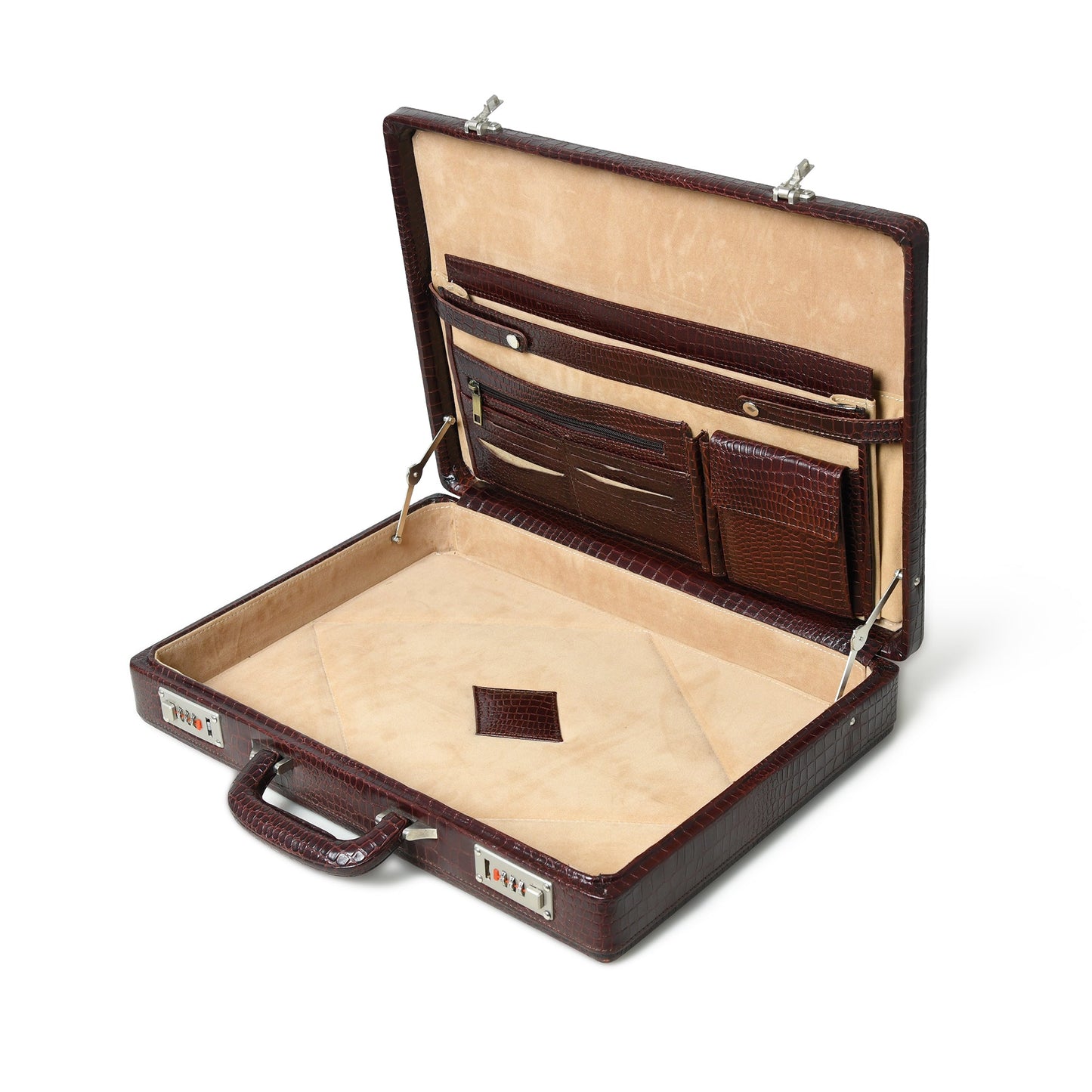 Executive Croco Leather Briefcase/Suitcase- Brown - Tampa Home & Garden Store
