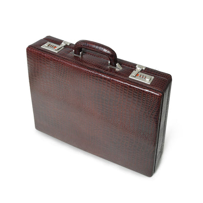 Executive Croco Leather Briefcase/Suitcase- Brown - Tampa Home & Garden Store