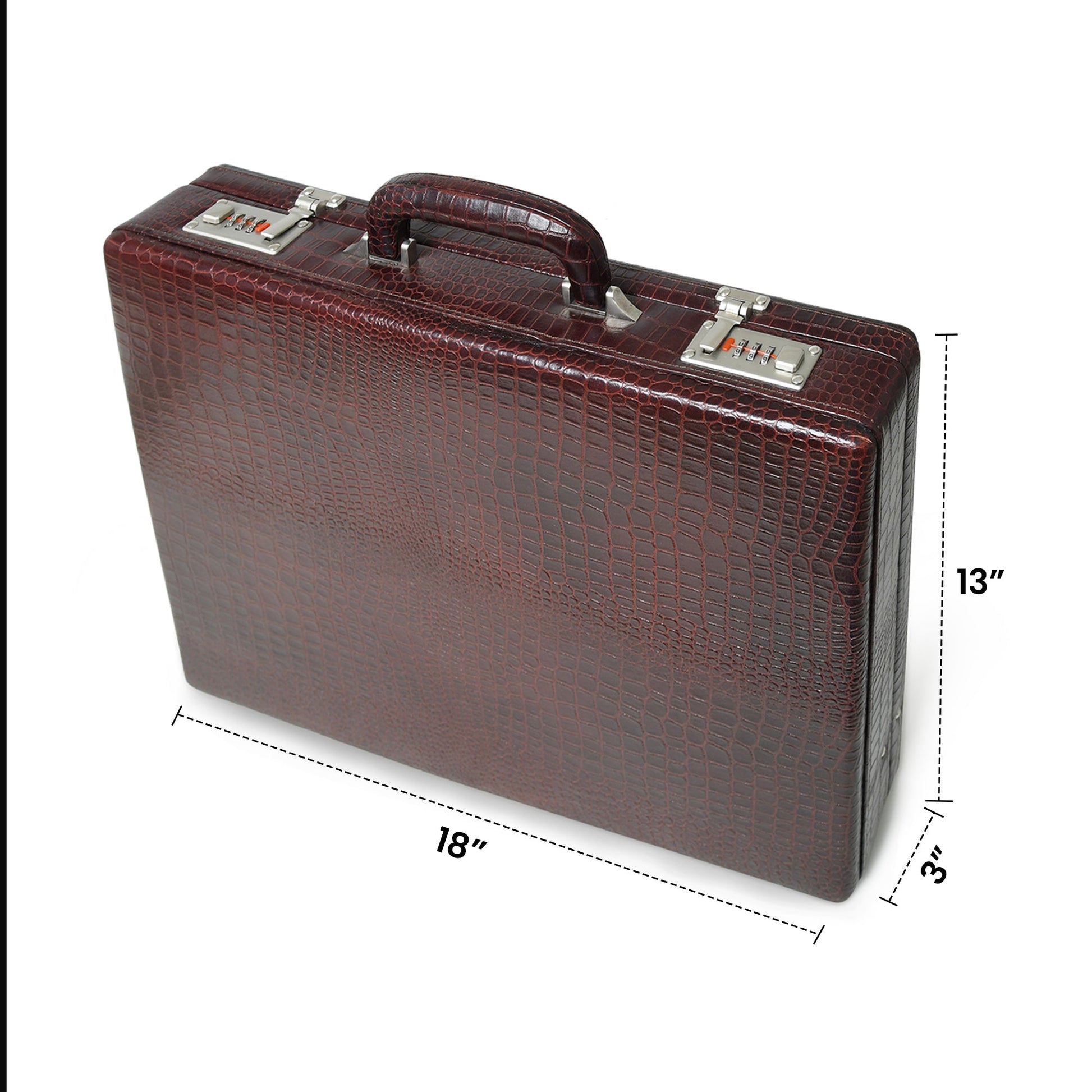 Executive Croco Leather Briefcase/Suitcase- Brown - Tampa Home & Garden Store