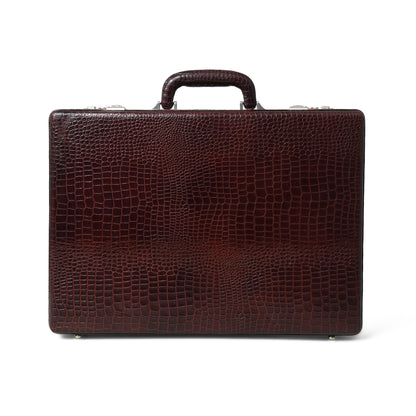 Executive Croco Leather Briefcase/Suitcase- Brown - Tampa Home & Garden Store