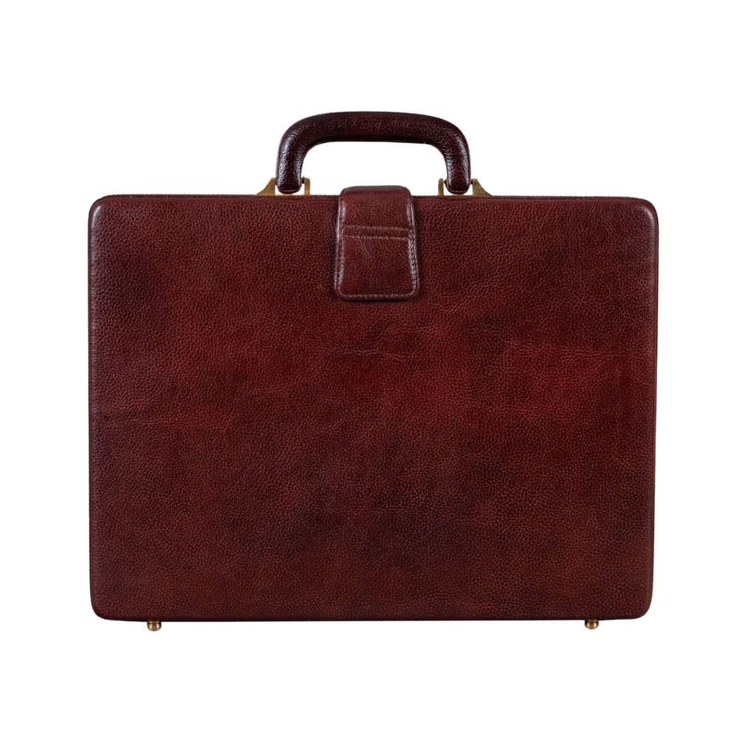 Executive Men's Leather Attache Briefcase Brown/Cherry Red - Tampa Home & Garden Store