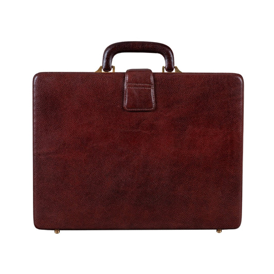 Executive Men's Leather Attache Briefcase Brown/Cherry Red - Tampa Home & Garden Store