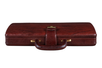 Executive Men's Leather Attache Briefcase Brown/Cherry Red - Tampa Home & Garden Store