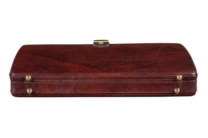 Executive Men's Leather Attache Briefcase Brown/Cherry Red - Tampa Home & Garden Store