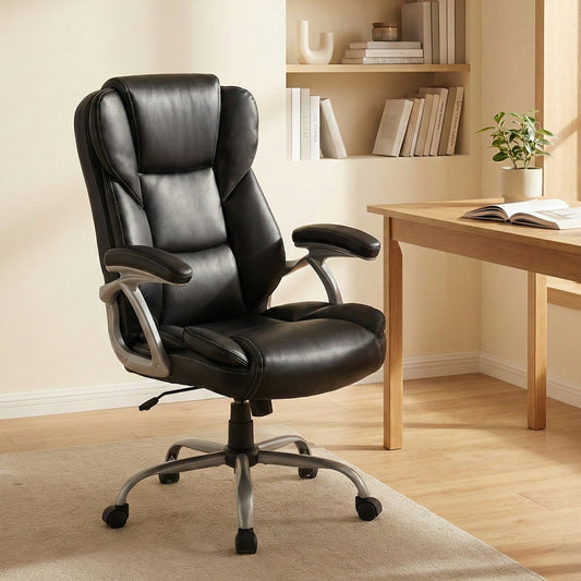 Executive Office Chair Leather Ergonomic Computer Desk Chair with Padded Seat and Armrests - Tampa Home & Garden Store