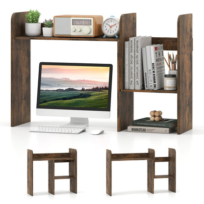 Expandable Desktop Bookshelf with Open Storage Cubes dark wood finish by DirectDeals on Tampa Home & Garden Store