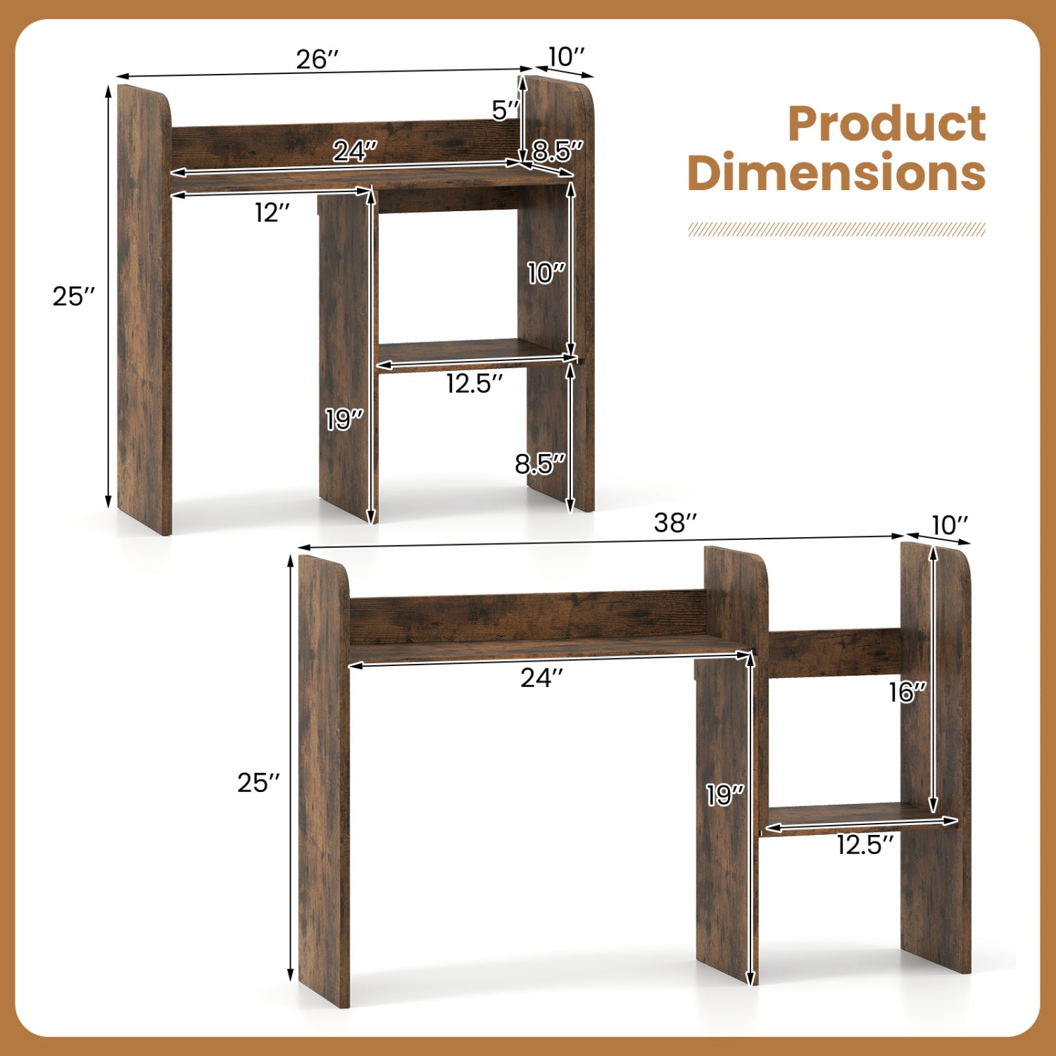 Expandable Desktop Bookshelf with Open Storage Cubes DirectDeals dark wood desk organizer on Tampa Home & Garden Store
