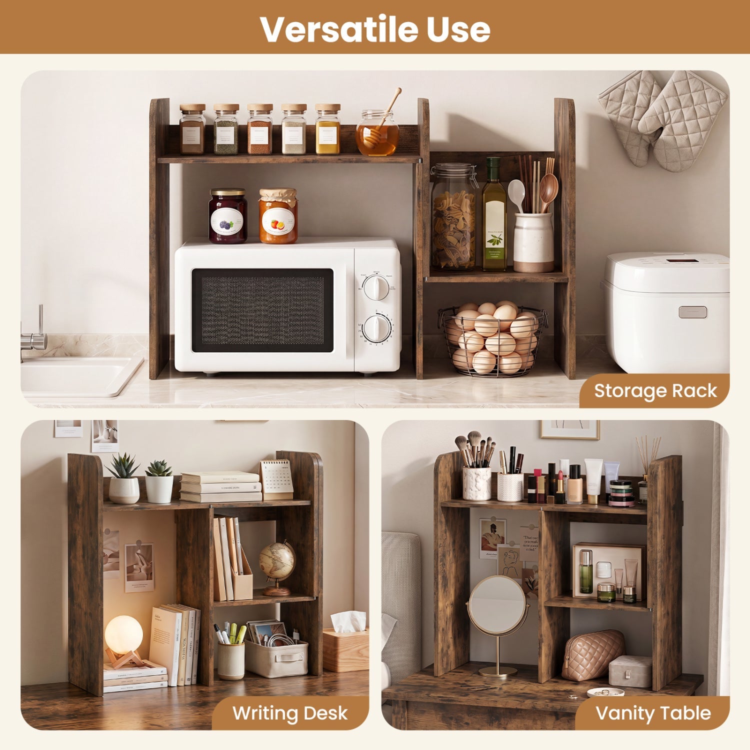 Expandable Desktop Bookshelf with Open Storage Cubes by DirectDeals in dark wood on Tampa Home & Garden Store