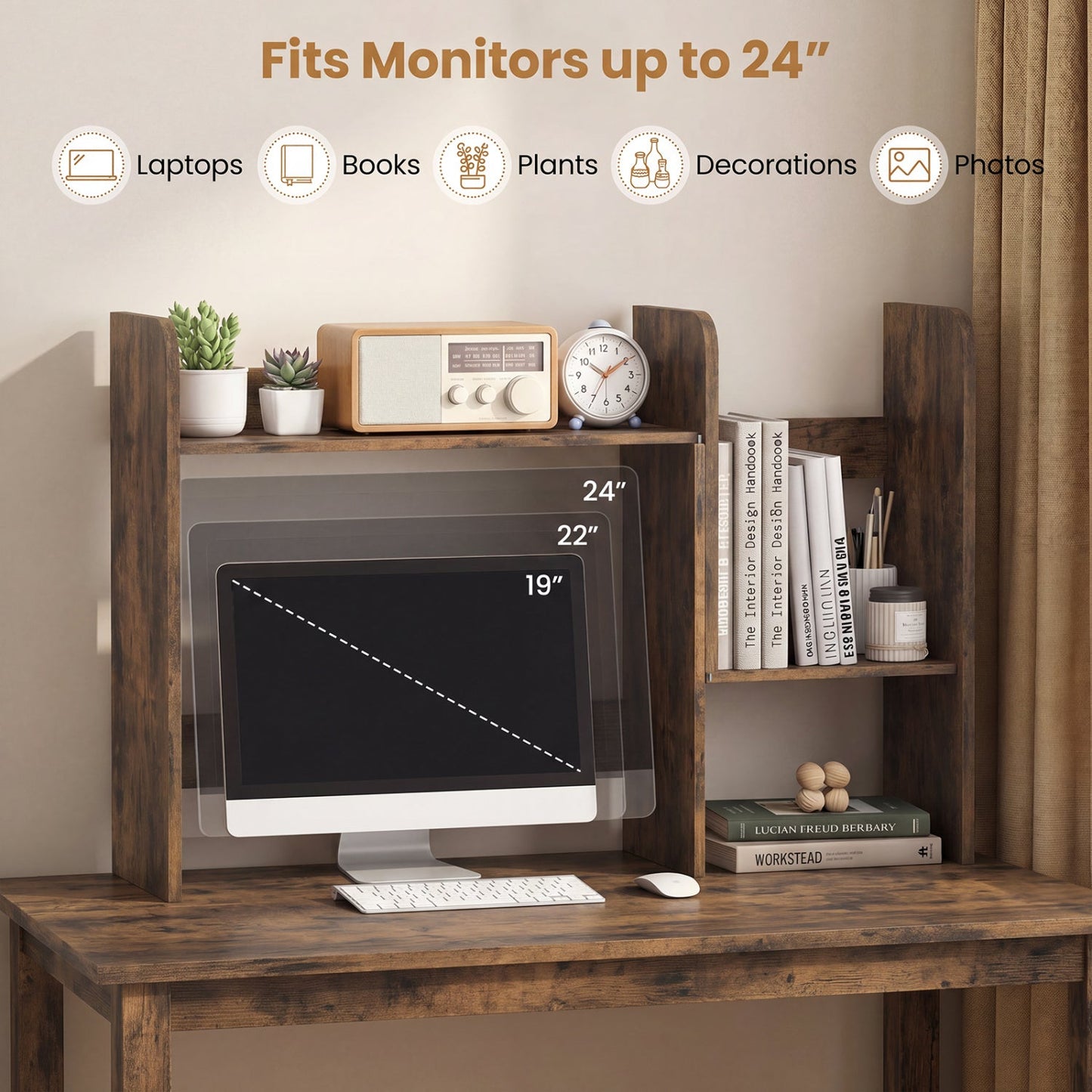 Expandable Desktop Bookshelf with Open Storage Cubes DirectDeals on a desk with monitor on Tampa Home & Garden Store