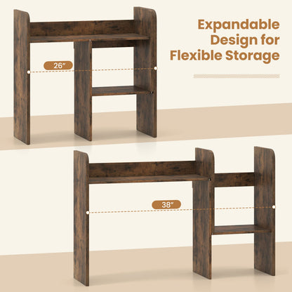 Expandable desktop bookshelf with open storage cubes, dark wood finish desk organizer by DirectDeals on Tampa Home & Garden Store