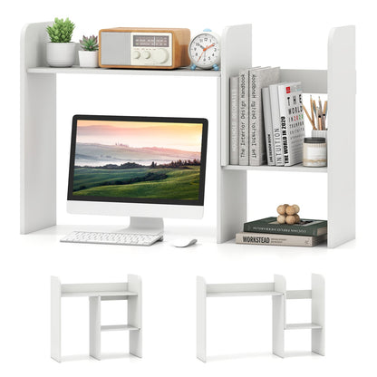 Expandable Desktop Bookshelf with Open Storage Cubes, white desk organizer on Tampa Home & Garden Store