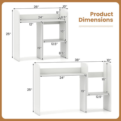 Expandable Desktop Bookshelf with Open Storage Cubes by DirectDeals, white desk organizer on Tampa Home & Garden Store