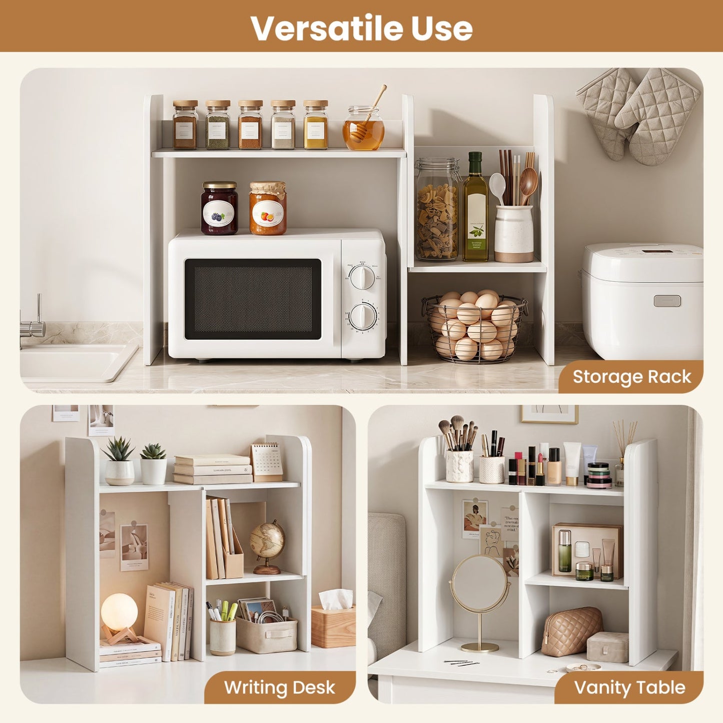 Expandable Desktop Bookshelf with Open Storage Cubes white DirectDeals desk organizer on Tampa Home & Garden Store