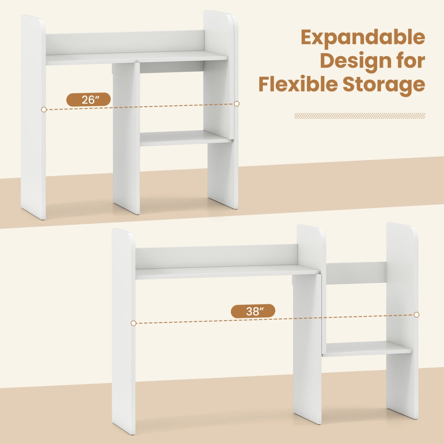 Expandable Desktop Bookshelf with Open Storage Cubes, white DirectDeals desk organizer on Tampa Home & Garden Store