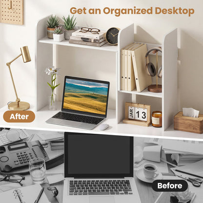 Expandable Desktop Bookshelf with Open Storage Cubes by DirectDeals white organizer with cubbies on Tampa Home & Garden Store