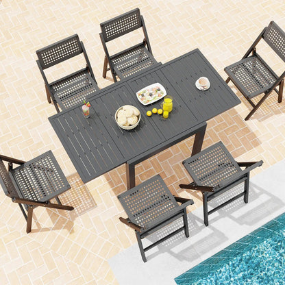 Expandable Patio Table for 4-6 Guests Aluminum