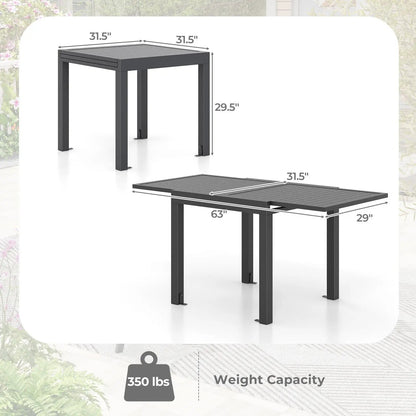 Expandable Patio Table for 4-6 Guests Aluminum