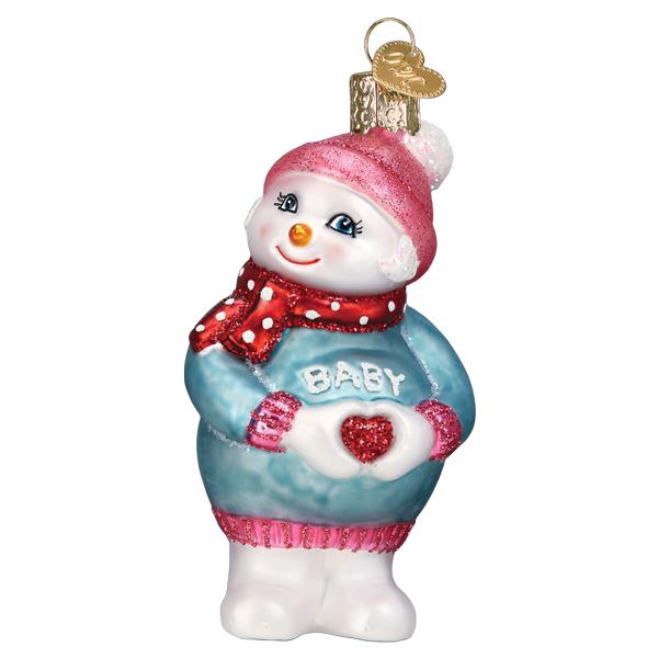 Expectant Snowlady Glass Ornament - Tampa Home & Garden Store