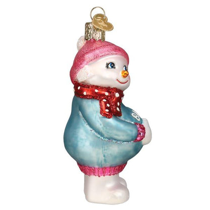 Expectant Snowlady Glass Ornament - Tampa Home & Garden Store