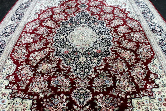 Rug Mint Hand-Knotted Peshawar Oriental Rug burgundy field ivory center medallion Rugistan on Tampa Home & Garden Store