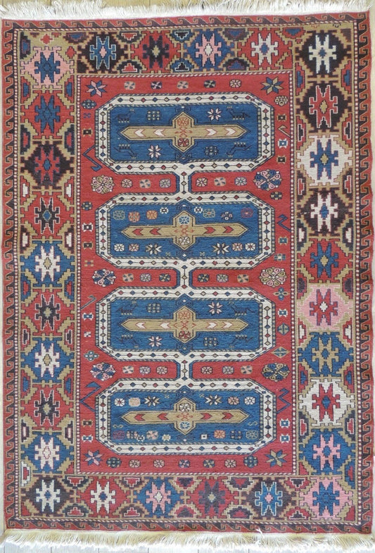 Exquisite Vintage Hand Knotted Soumak Area Rug 6x4 Ft - Tampa Home & Garden Store