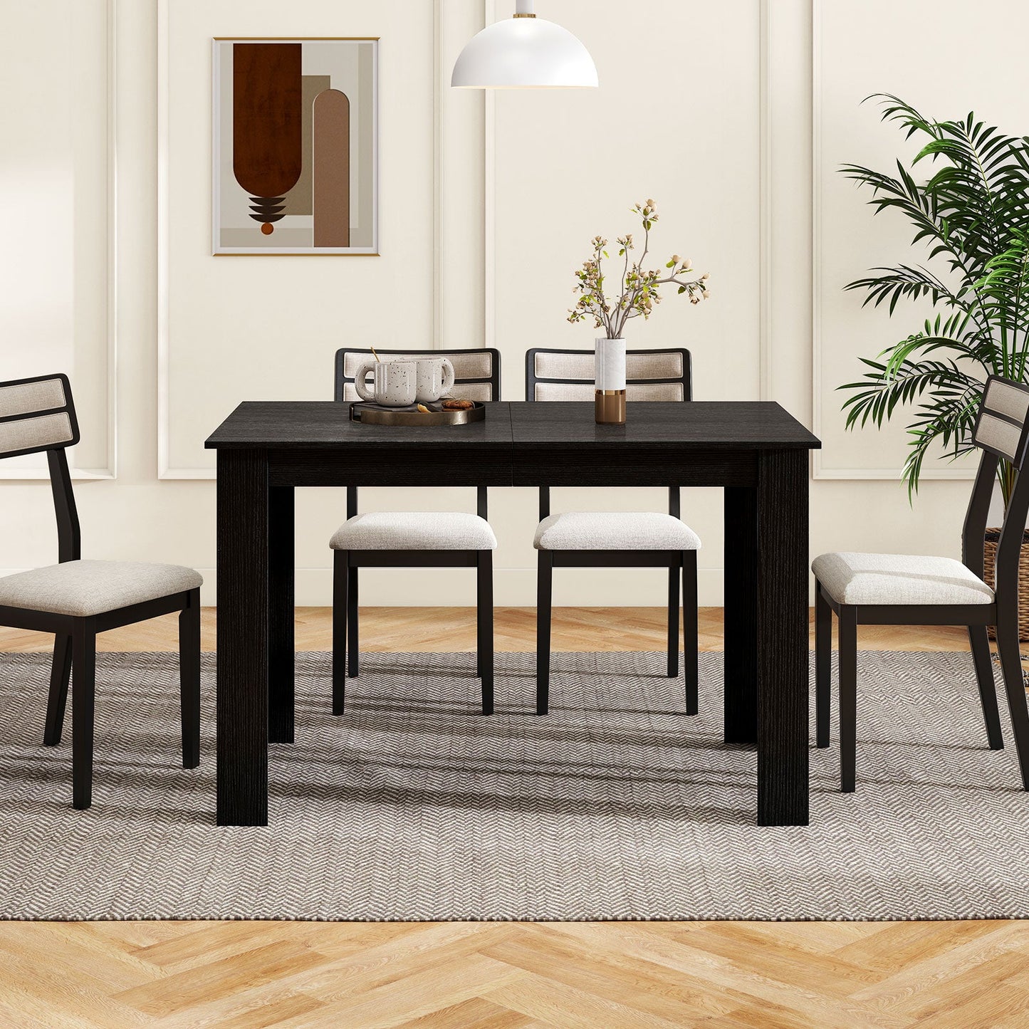 Extendable Dining Table for 4-8 People 47"-62" Large Rectangular Kitchen Table