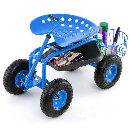 Carro de jardín con manija extensible, patinete de jardín con ruedas - Verde