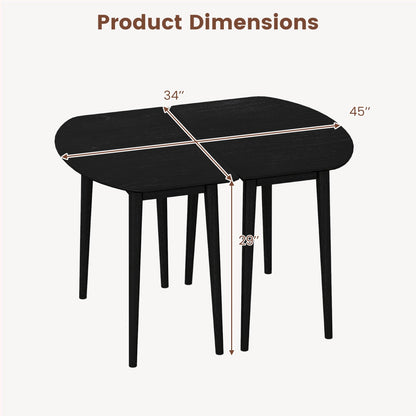 Extendable Oval Dining Table Set with 2 Half-Round Tables for 4-6 People