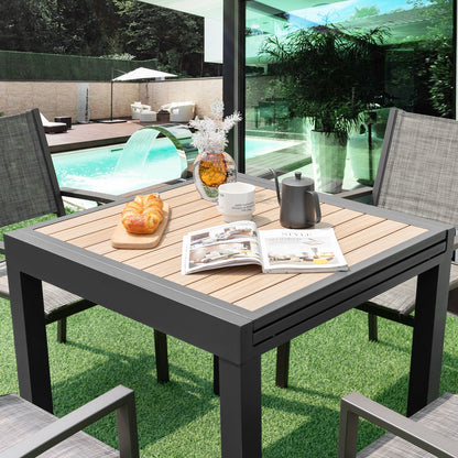 Mesa de Patio Extensible de 31.5-63 Pulgadas para 4-6 Personas - Natural